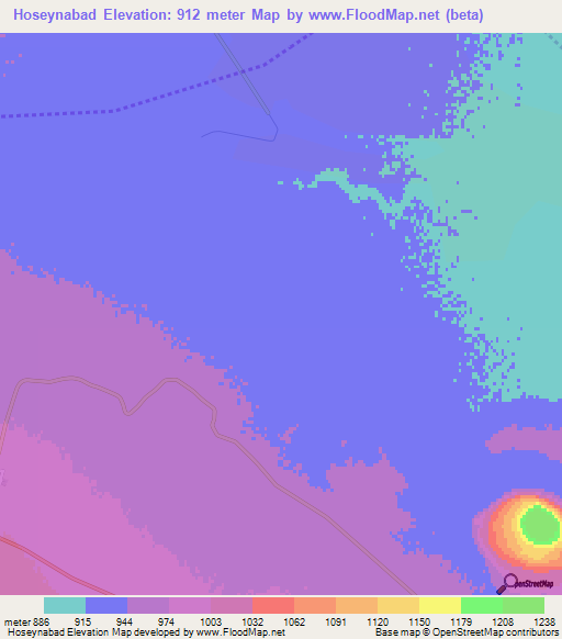 Hoseynabad,Iran Elevation Map