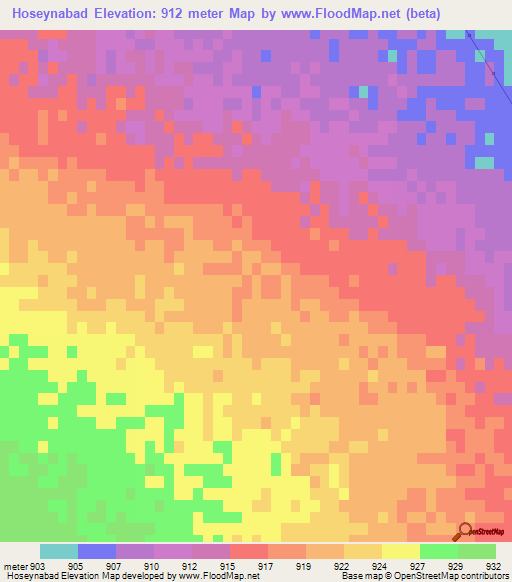 Hoseynabad,Iran Elevation Map