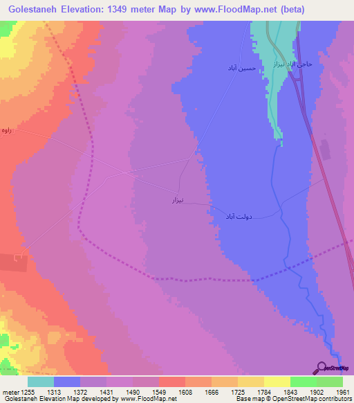 Golestaneh,Iran Elevation Map