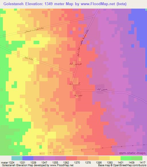 Golestaneh,Iran Elevation Map