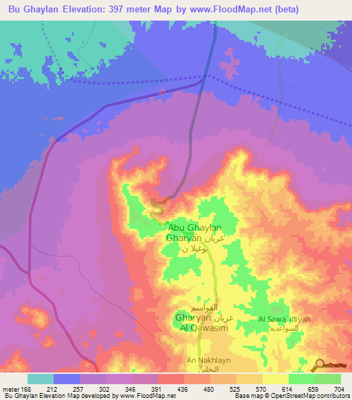 Bu Ghaylan,Libya Elevation Map