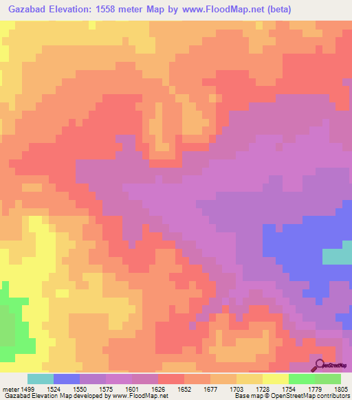 Gazabad,Iran Elevation Map