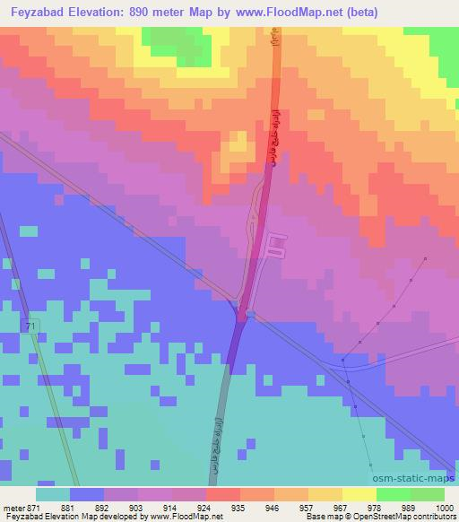 Feyzabad,Iran Elevation Map