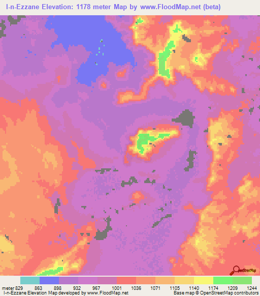 I-n-Ezzane,Algeria Elevation Map