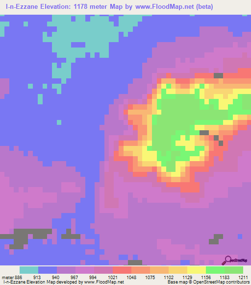 I-n-Ezzane,Algeria Elevation Map