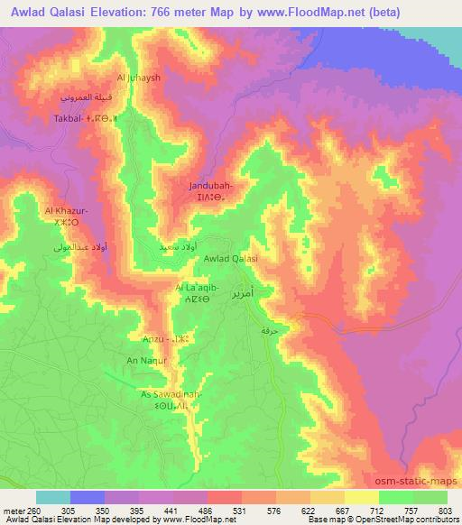 Awlad Qalasi,Libya Elevation Map