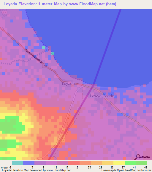 Loyada,Djibouti Elevation Map