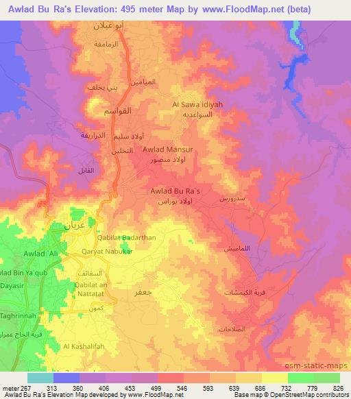 Awlad Bu Ra's,Libya Elevation Map