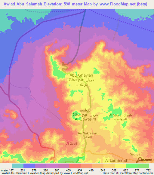 Awlad Abu Salamah,Libya Elevation Map