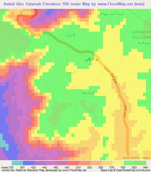 Awlad Abu Salamah,Libya Elevation Map