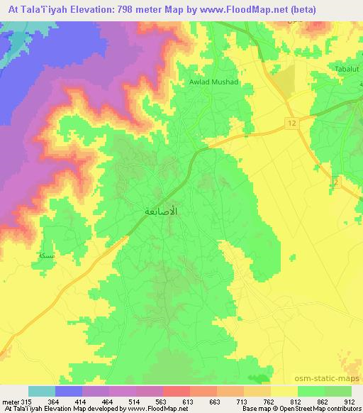 At Tala'i`iyah,Libya Elevation Map