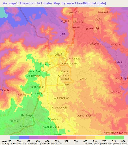 As Saqa'if,Libya Elevation Map