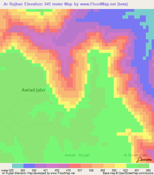 Ar Rujban,Libya Elevation Map