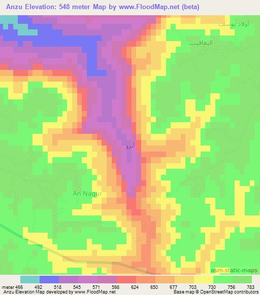 Anzu,Libya Elevation Map