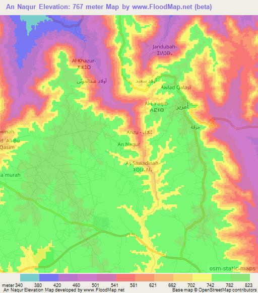 An Naqur,Libya Elevation Map