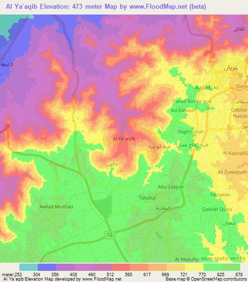 Al Ya`aqib,Libya Elevation Map