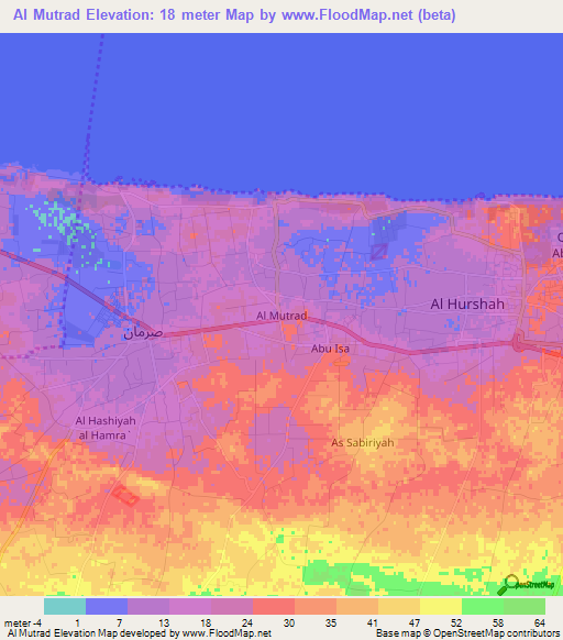 Al Mutrad,Libya Elevation Map
