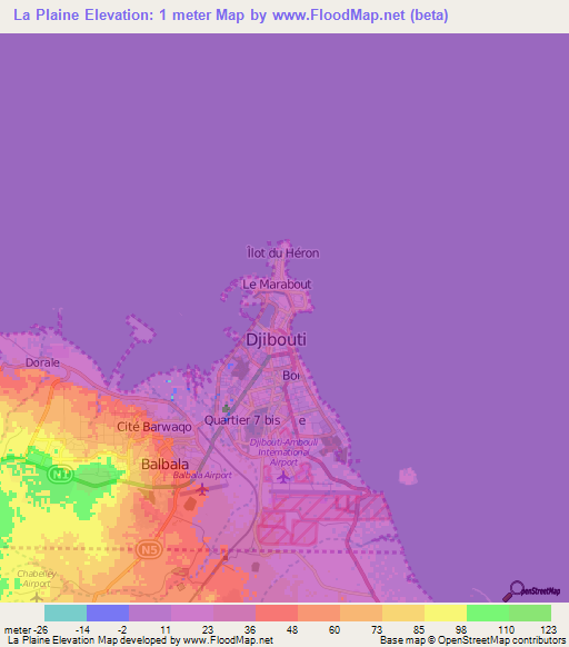 La Plaine,Djibouti Elevation Map