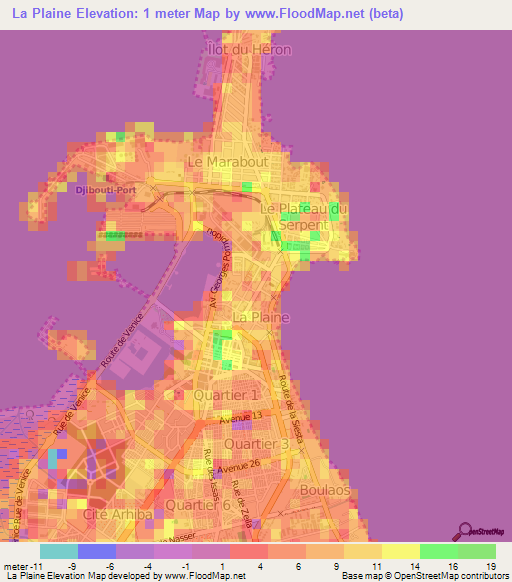 La Plaine,Djibouti Elevation Map