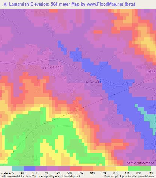 Al Lamamish,Libya Elevation Map