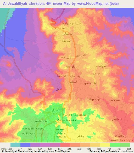 Al Jawahiliyah,Libya Elevation Map