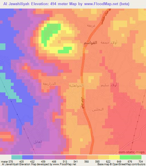 Al Jawahiliyah,Libya Elevation Map