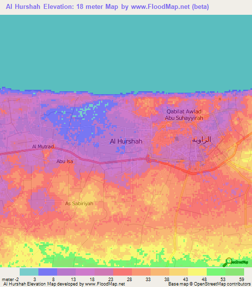 Al Hurshah,Libya Elevation Map