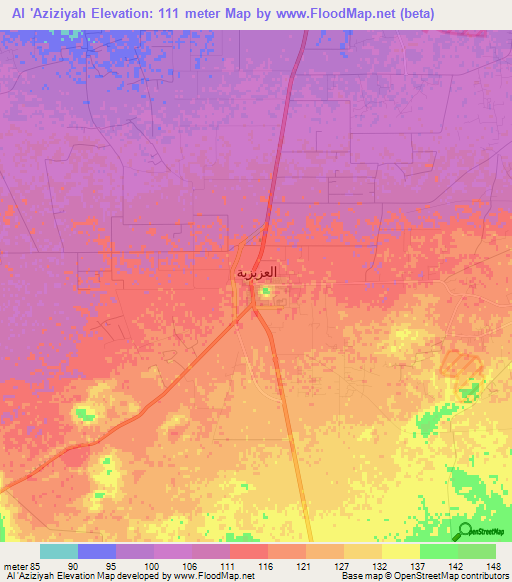 Al 'Aziziyah,Libya Elevation Map