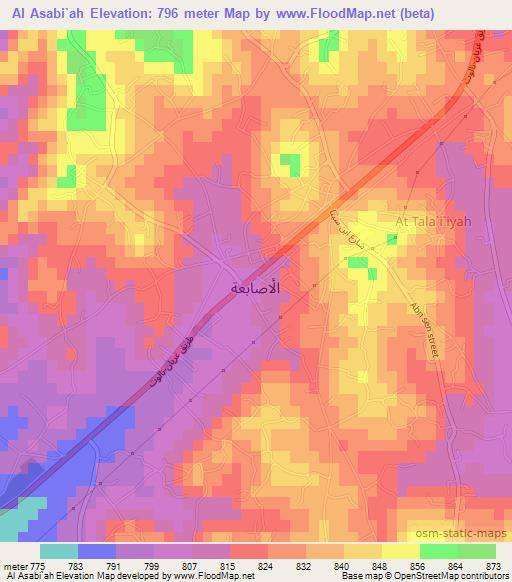 Al Asabi`ah,Libya Elevation Map