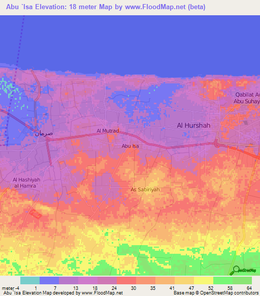 Abu `Isa,Libya Elevation Map