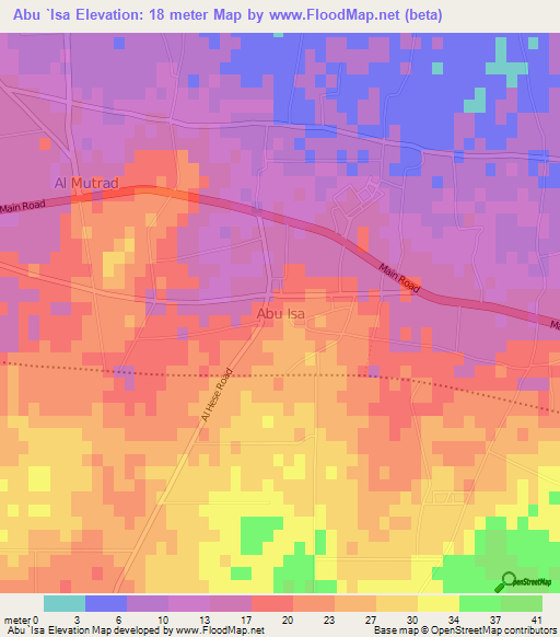 Abu `Isa,Libya Elevation Map