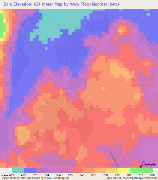 Zala,Cameroon Elevation Map