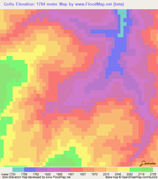 Gollu,Iran Elevation Map