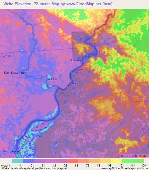 Weke,Cameroon Elevation Map
