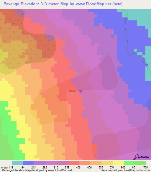Bavenga,Cameroon Elevation Map