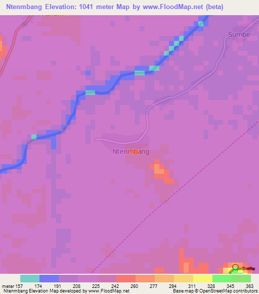 Ntenmbang,Cameroon Elevation Map