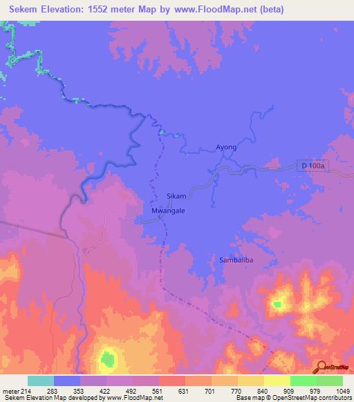 Sekem,Cameroon Elevation Map