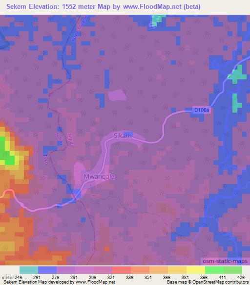 Sekem,Cameroon Elevation Map