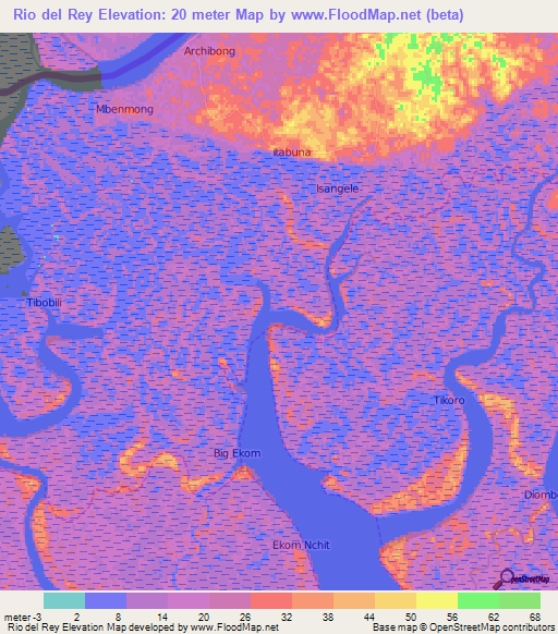Rio del Rey,Cameroon Elevation Map