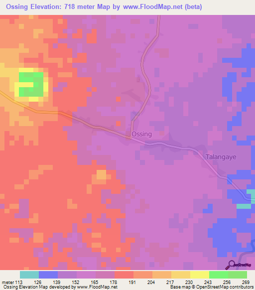 Ossing,Cameroon Elevation Map