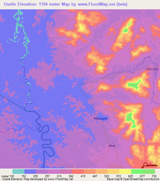 Oselle,Cameroon Elevation Map