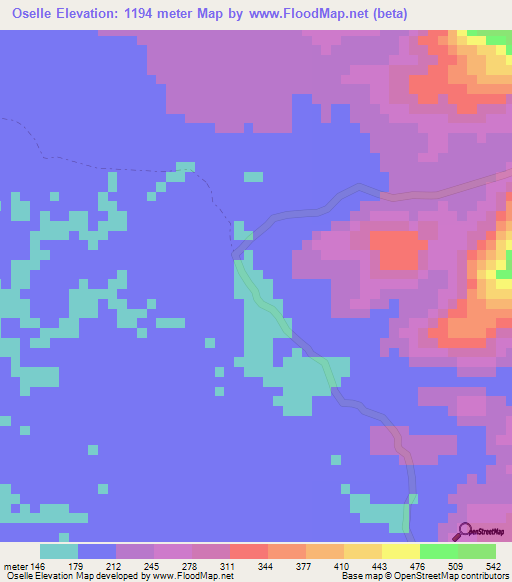 Oselle,Cameroon Elevation Map