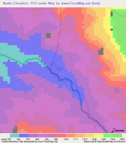 Nzako,Cameroon Elevation Map