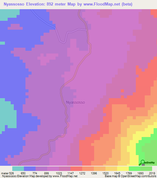 Nyassosso,Cameroon Elevation Map