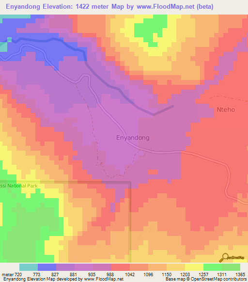 Enyandong,Cameroon Elevation Map
