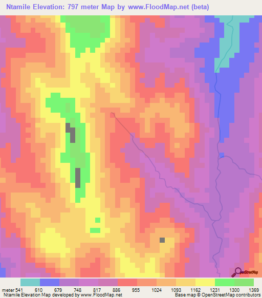 Ntamile,Cameroon Elevation Map