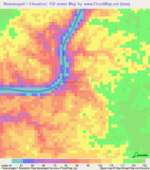 Nsanaragati I,Cameroon Elevation Map