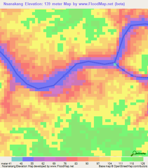 Nsanakang,Cameroon Elevation Map