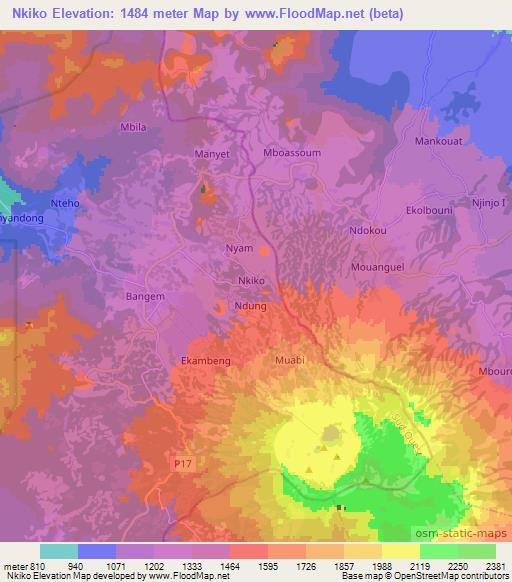 Nkiko,Cameroon Elevation Map