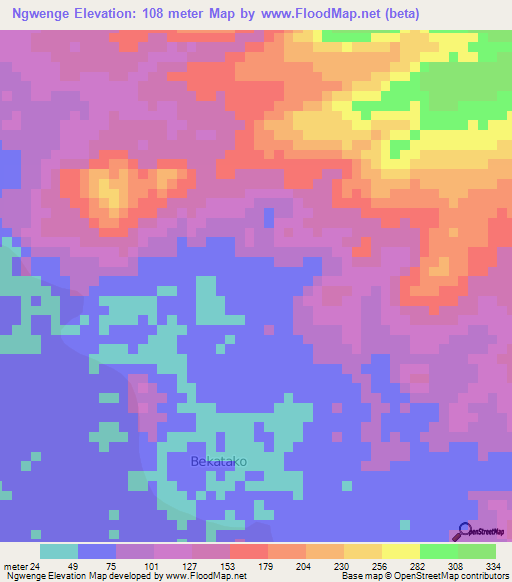 Ngwenge,Cameroon Elevation Map